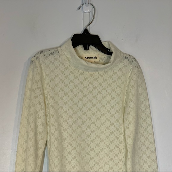 OPEN EDIT Long Sleeve Lace Bodysuit in Ivory - Picture 3 of 12